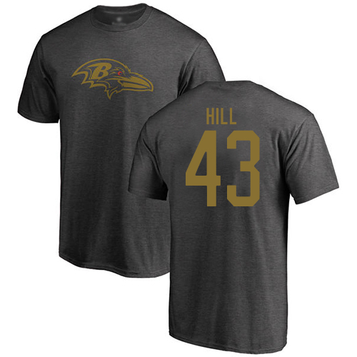 Men Baltimore Ravens Ash Justice Hill One Color NFL Football #43 T Shirt